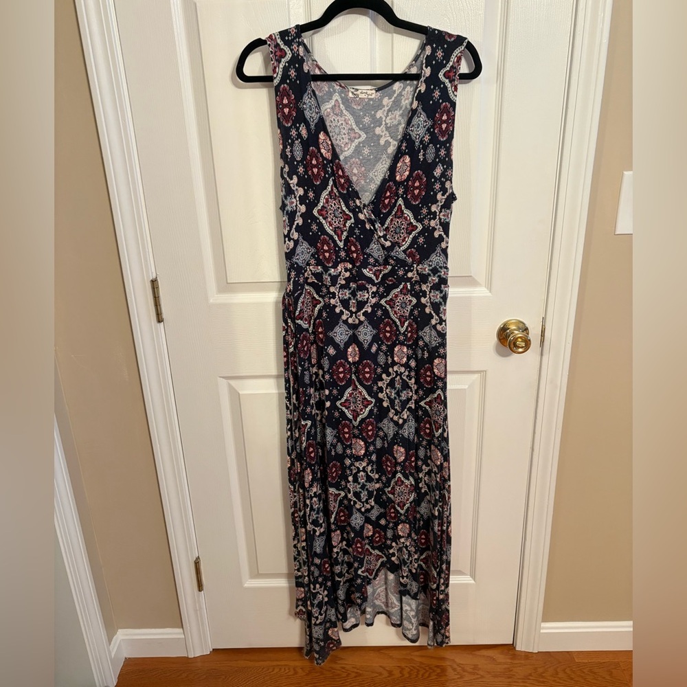 About A Girl Blue and Red Sleeveless Maxi Sundress